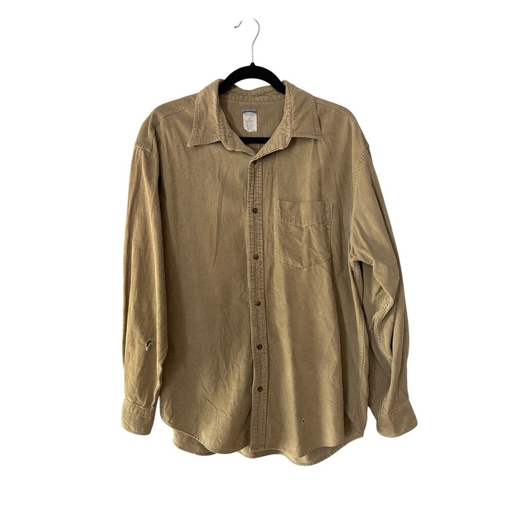Vintage‎ Old Navy Corduroy Shirt Mens Size L Tan Cotton Y2K 90s Workwear Grunge